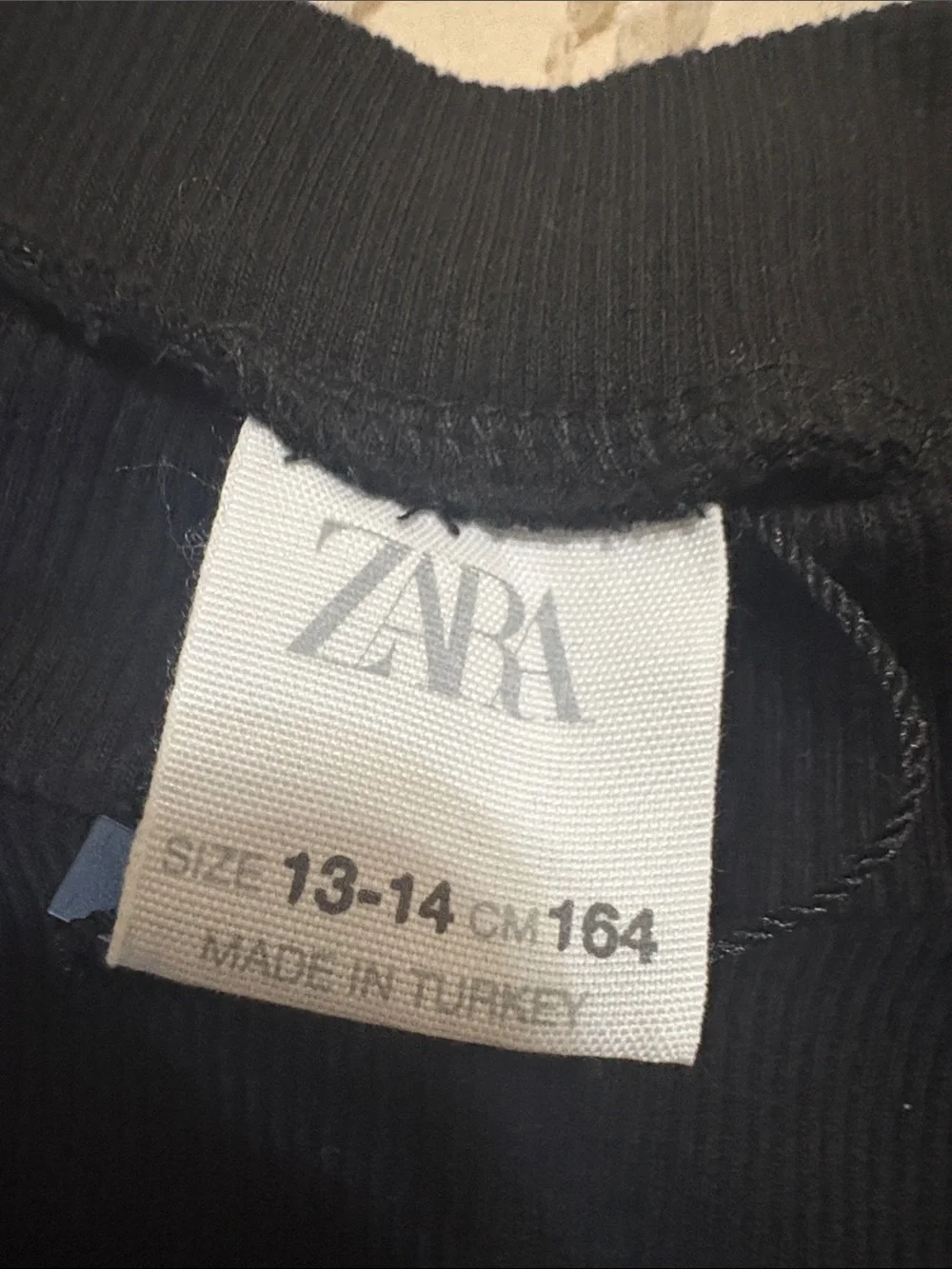 Zara Black Girls 13-14 Long-Sleeve Ribbed Top